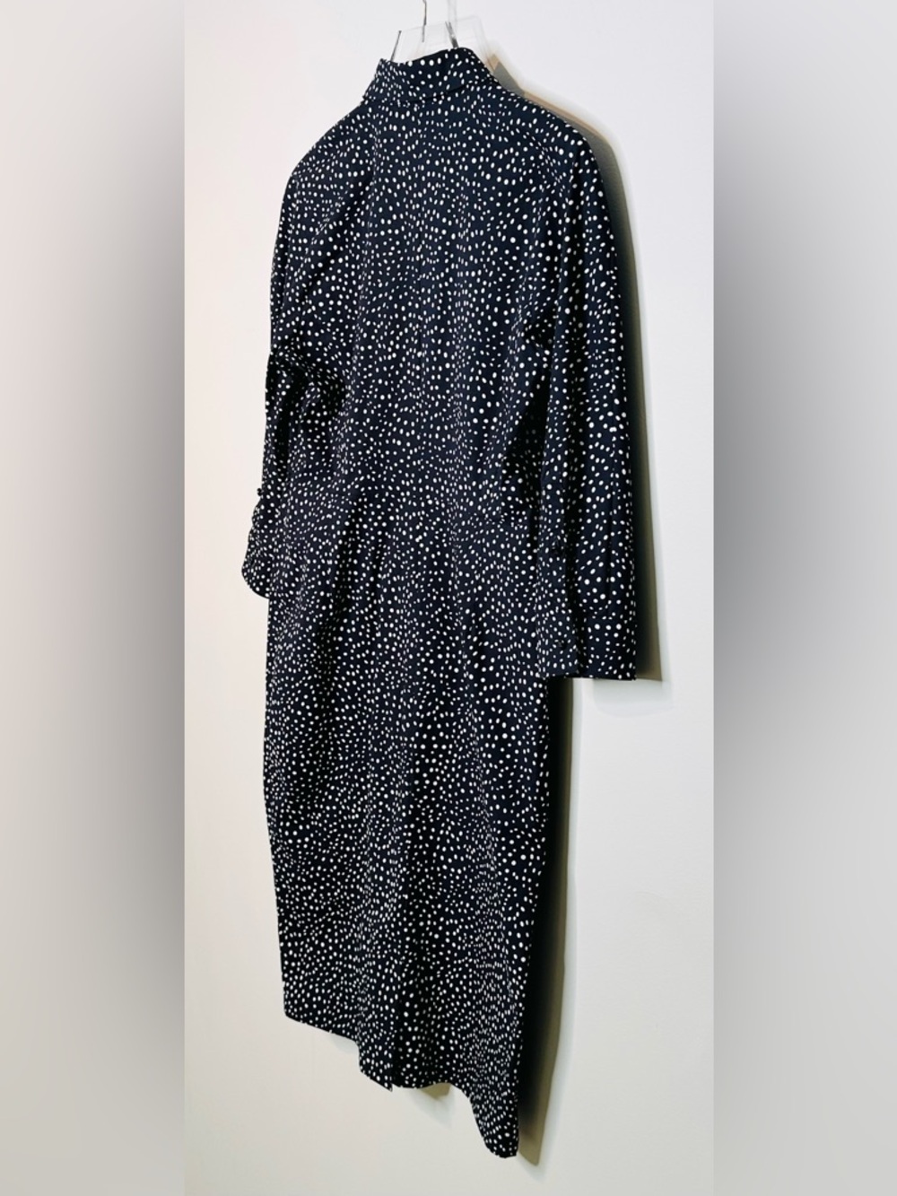 Max Mara Vicky Ruffle Polka Dot Navy Blue White Cotton Poplin Midi Dress - Picture 9 of 16